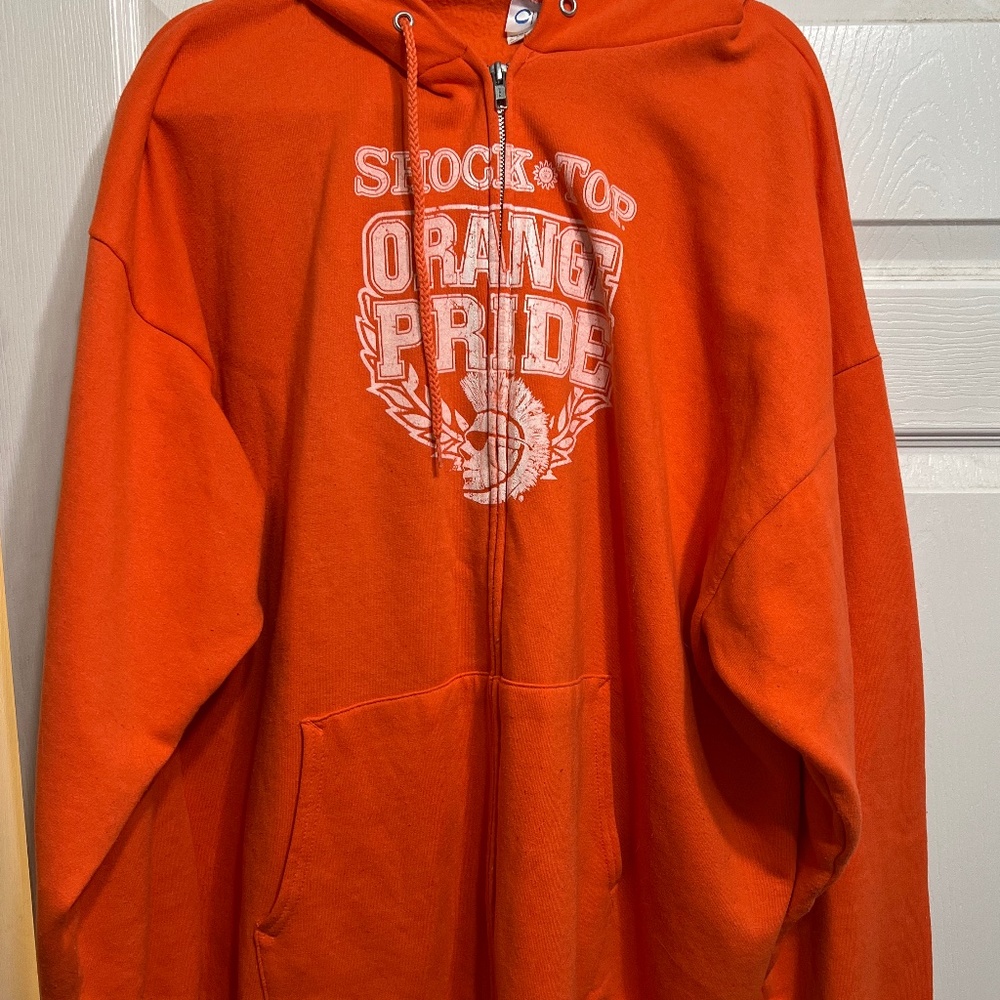 Orange Fleece Full Zip Hoodie - Anheuser-Busch Shock Top Beer, 2XL Sweatshirt